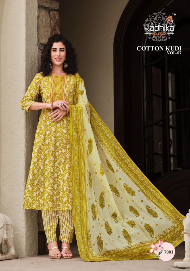 Radhika Cotton Kudi Vol 7 Printed Kurti With Bottom Dupatta
